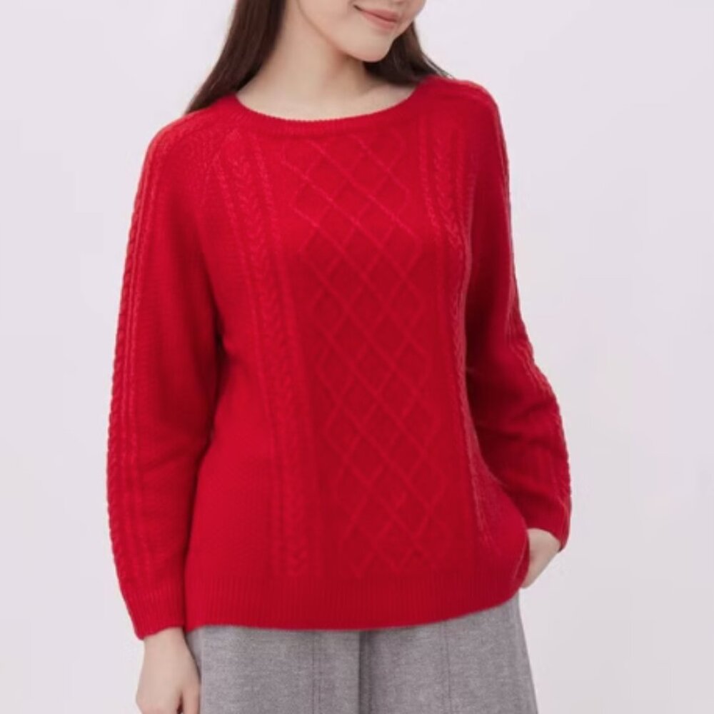 Daily Drills Red Oversized Cable Sweater SZ XXL